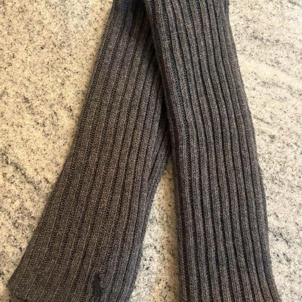 Polo Ralph Lauren Ribbed Lambswool Blend Scarf Charcoal Gray